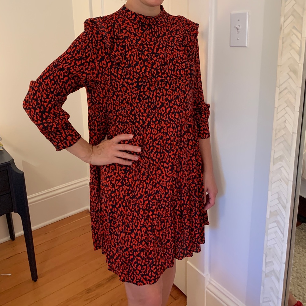 Zara animal print tiered ruffle dress.